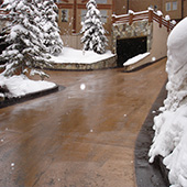 Heated driveway and parking area at mountain resort