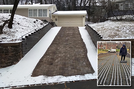 Heat only a narrow strip in the center of the driveway.