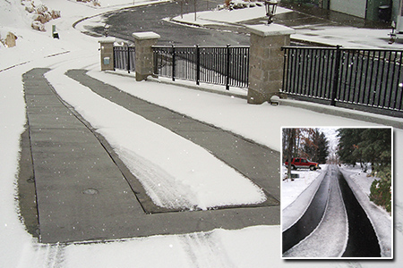 Driveways with two 24-inch wide heated tire tracks.