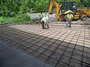 A heated driveway installation in concrete.