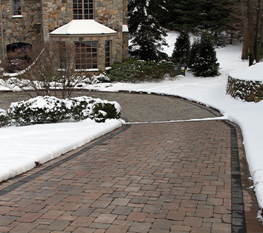 A heated driveway after a snowstorm.