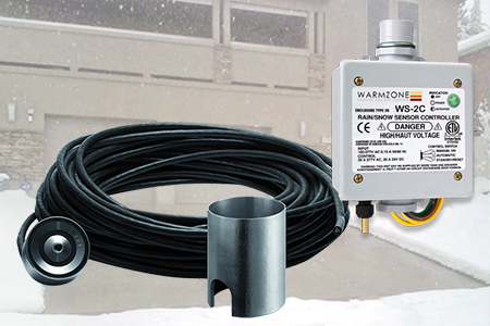 Snow sensors (In-ground-mount and aerial-mount) for an automated driveway heating system.