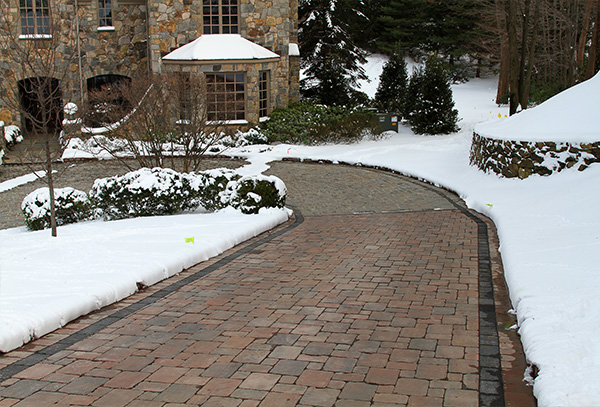 A heated driveway after a snowstorm.