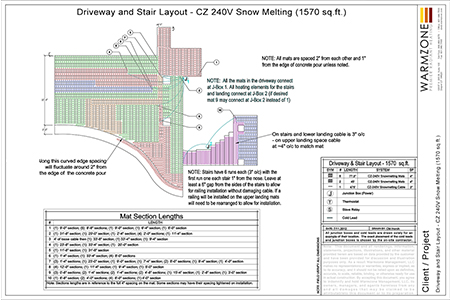 Professional design and layout of radiant driveway heating system.
