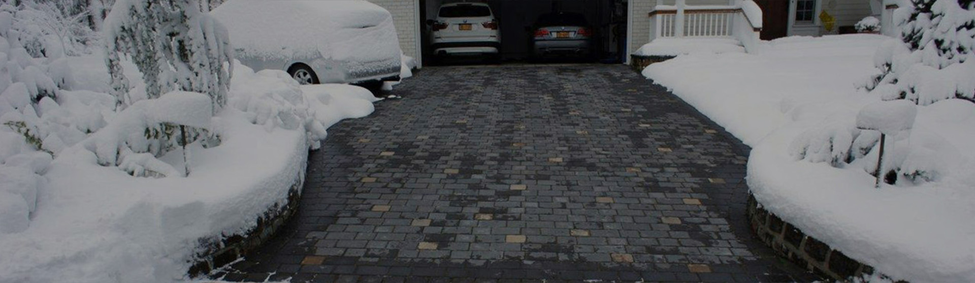 Radiant heated driveway after a snowstorm